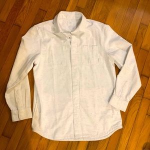 NWOT Vans Mens white w gray/black speckle & snap button shirt size L never worn